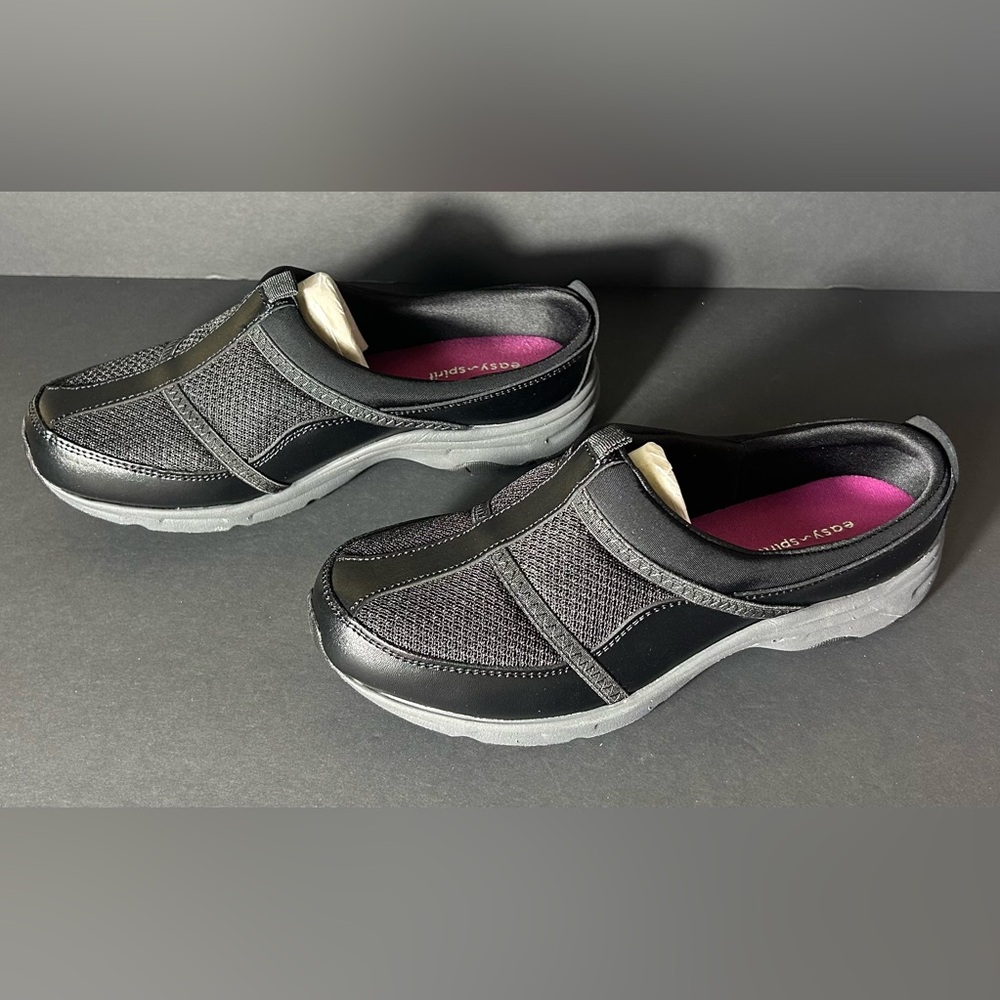 NEW - Easy Spirit - Black - Slip-On - Argyle Mesh Clogs - Picture 3 of 8